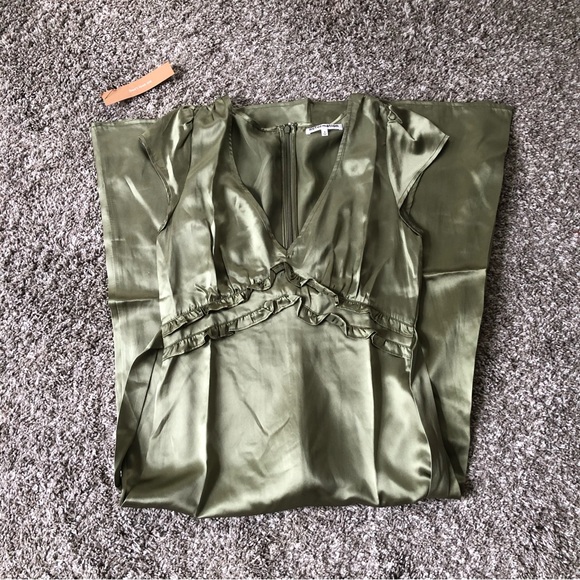 Reformation Kaye Silk Dress - Artichoke - Picture 4 of 8